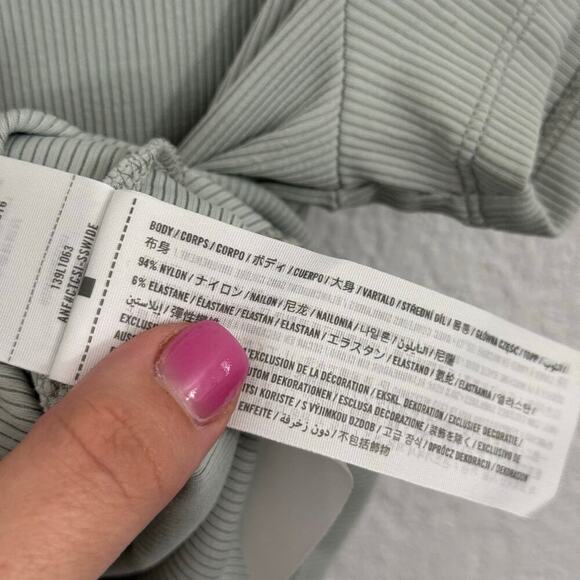 Abercrombie & Fitch Seamless Rib Button Down Polo Shirt Sea Moss Green Grey M - Picture 9 of 9